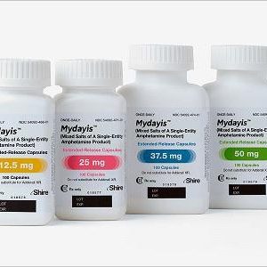 Authentic Mydayis extended-release capsules prepared for secure home delivery across Canada and the USA.