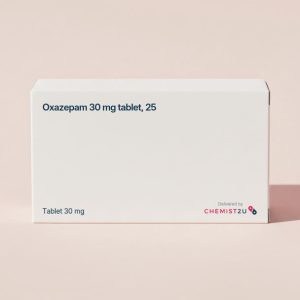 Bottle of generic Serax oxazepam capsules for anxiety relief Canada